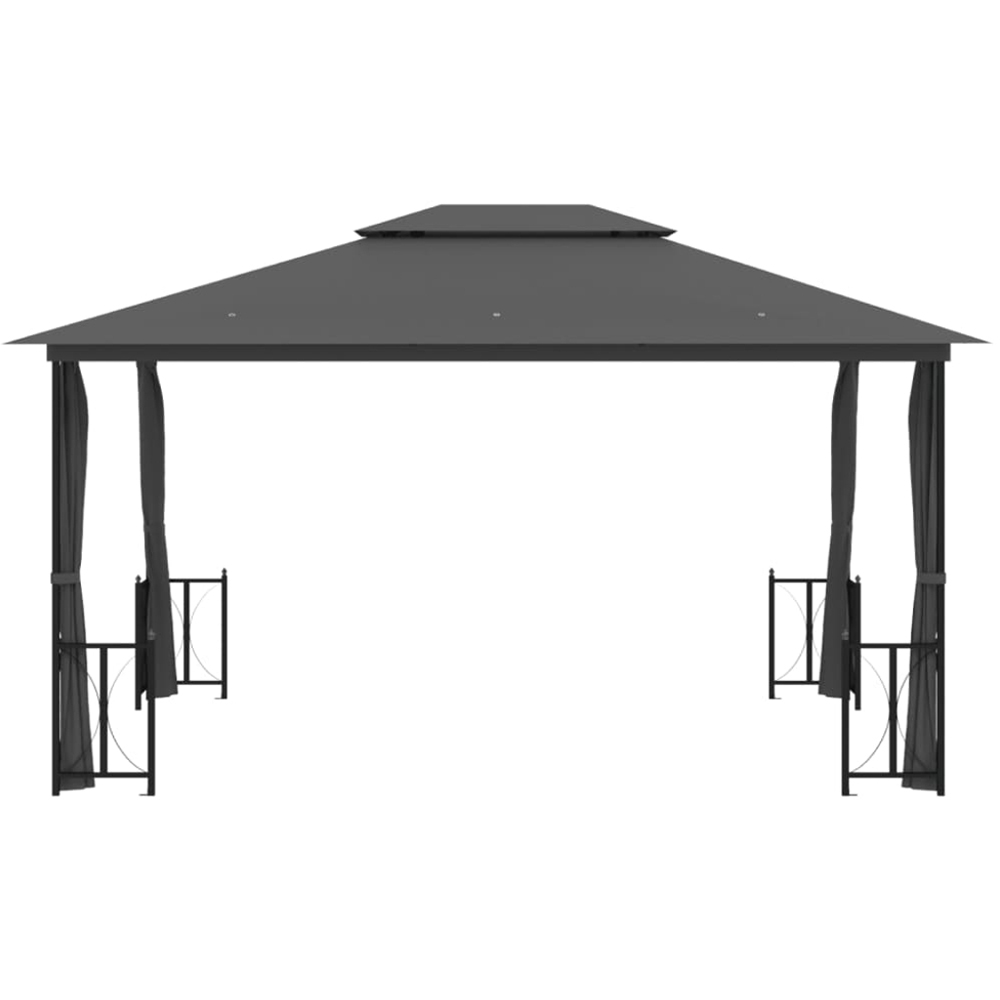 vidaXL 3 x 4m Anthracite Gazebo with Side Walls and Double Roof Image 3
