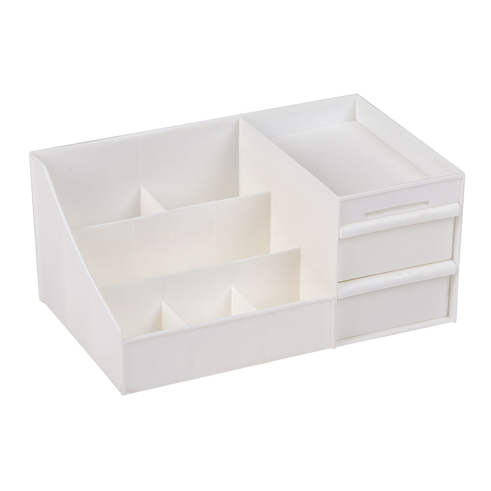Living and Home Medium White Makeup Organiser with 2 Drawers Image 1