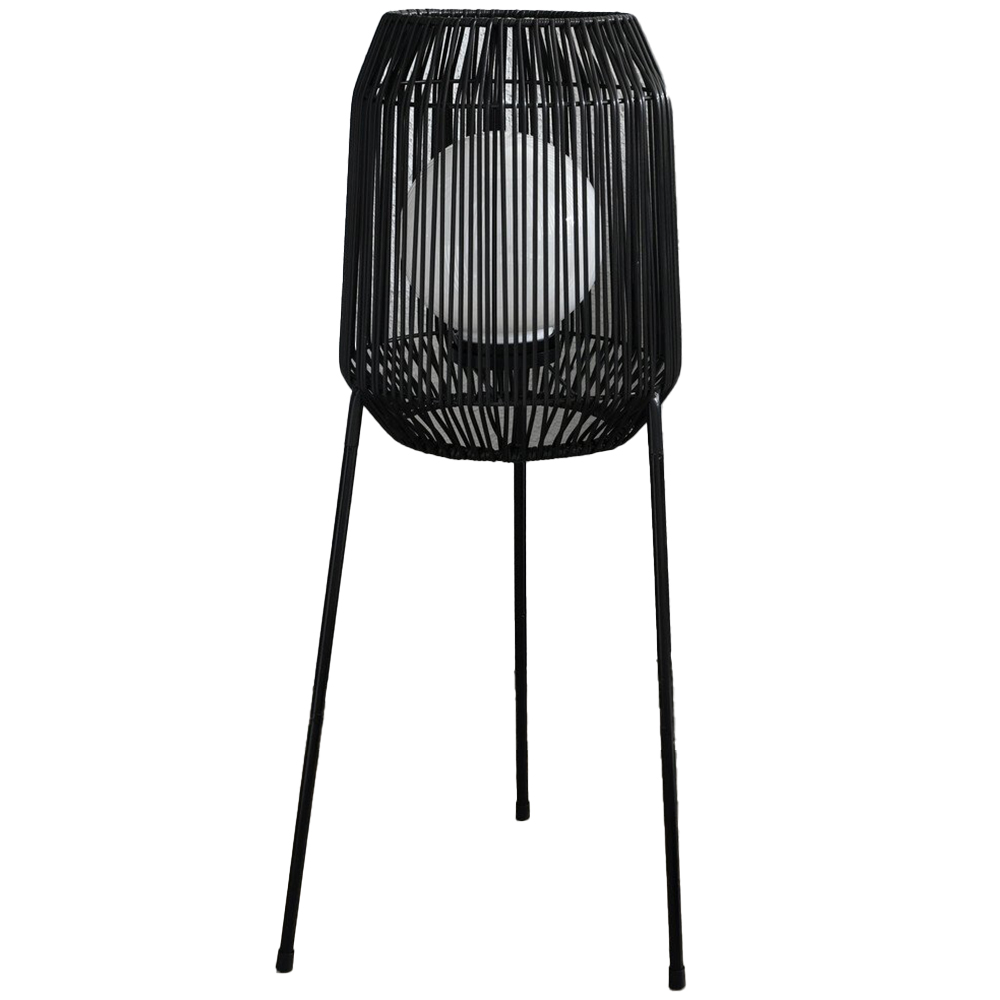 Black Rattan Style Solar Dakota Floor Lantern Image 1