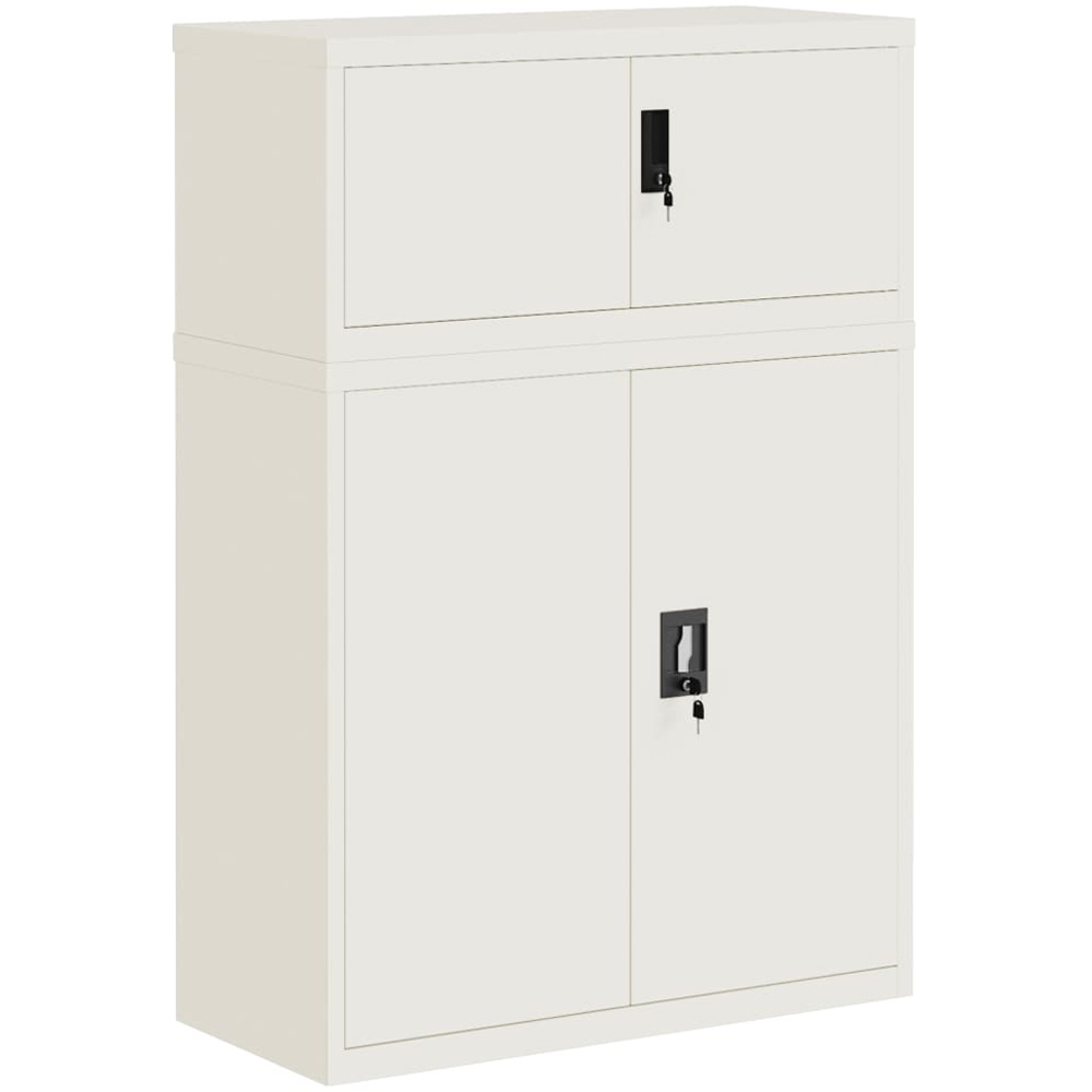vidaXL 2 Door White Steel Filing Cabinet Set of 2 Image 2