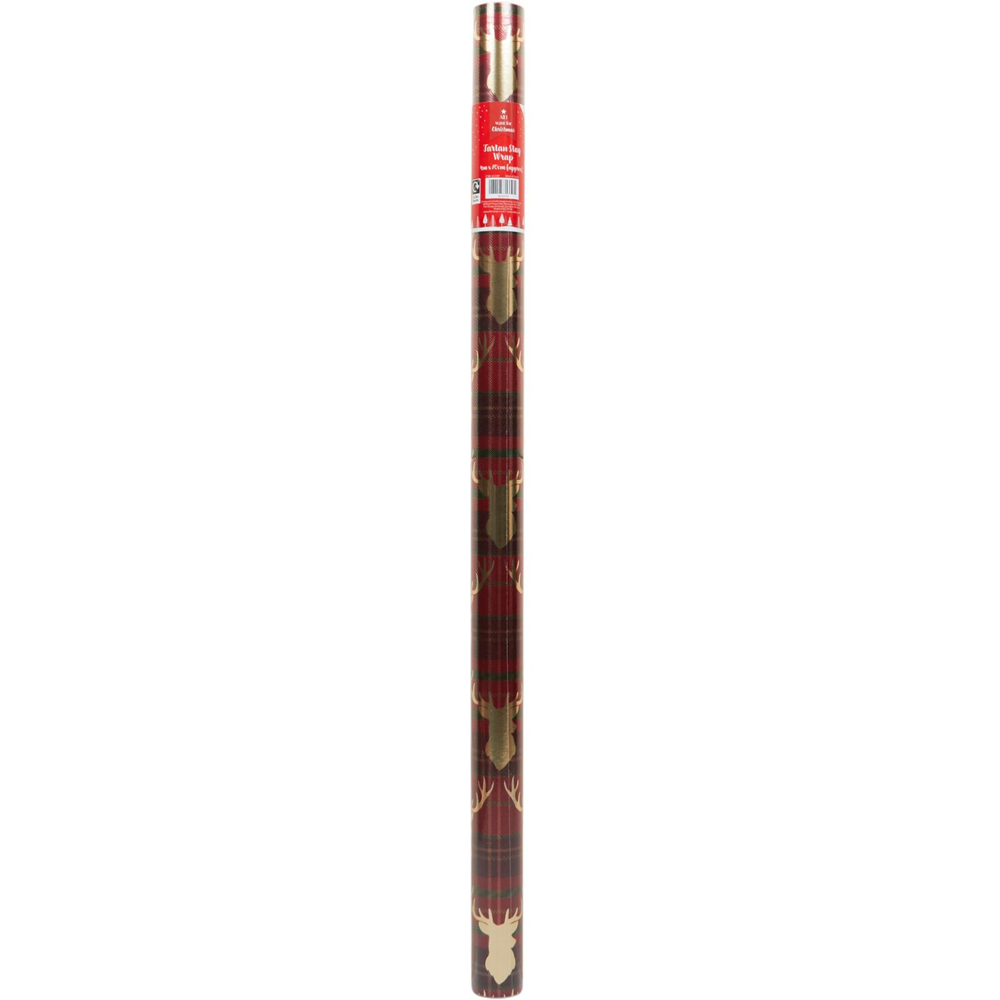 Festive Tartan Stag Gift Wrap Image 4