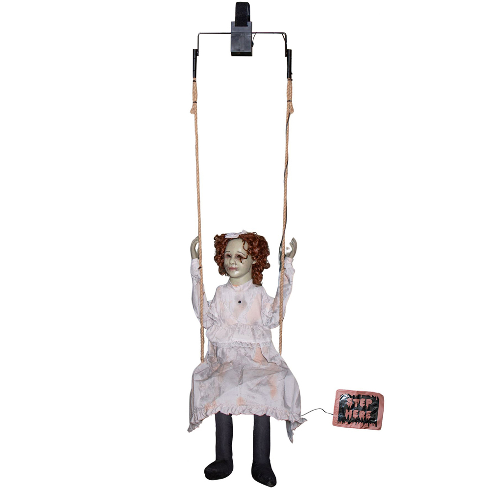 Samuel Alexander LED Motion Activated Swinging Decrepit Doll Halloween Decoration 5.5ft Image 1