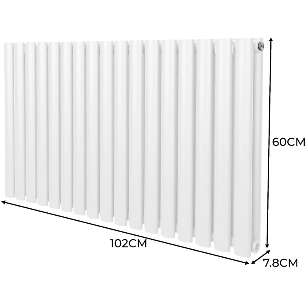 Monster Shop 4562BTU White Oval Column Radiator 600 x 1020mm Image 6