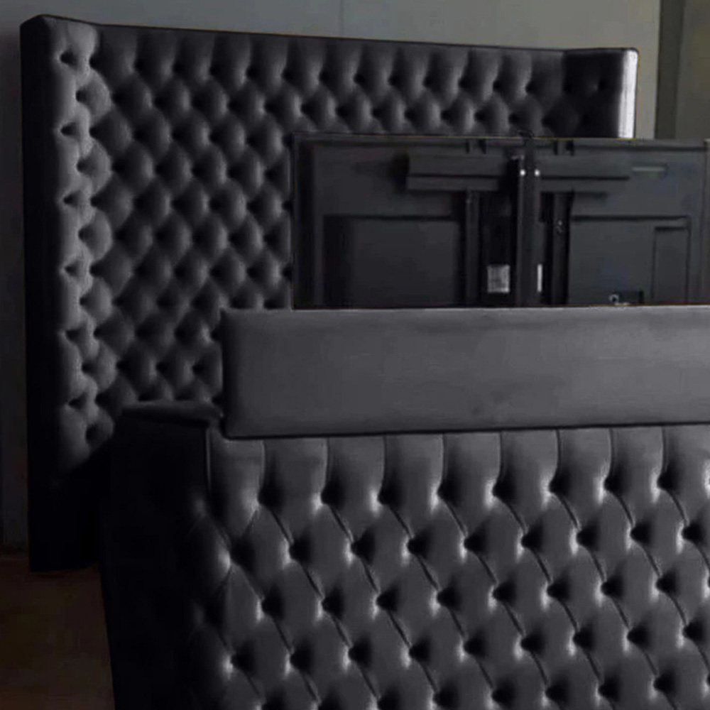 Eleganza Home Elisa Double Steel Plush Velvet TV Bed Frame with Curved Headboard Image 2