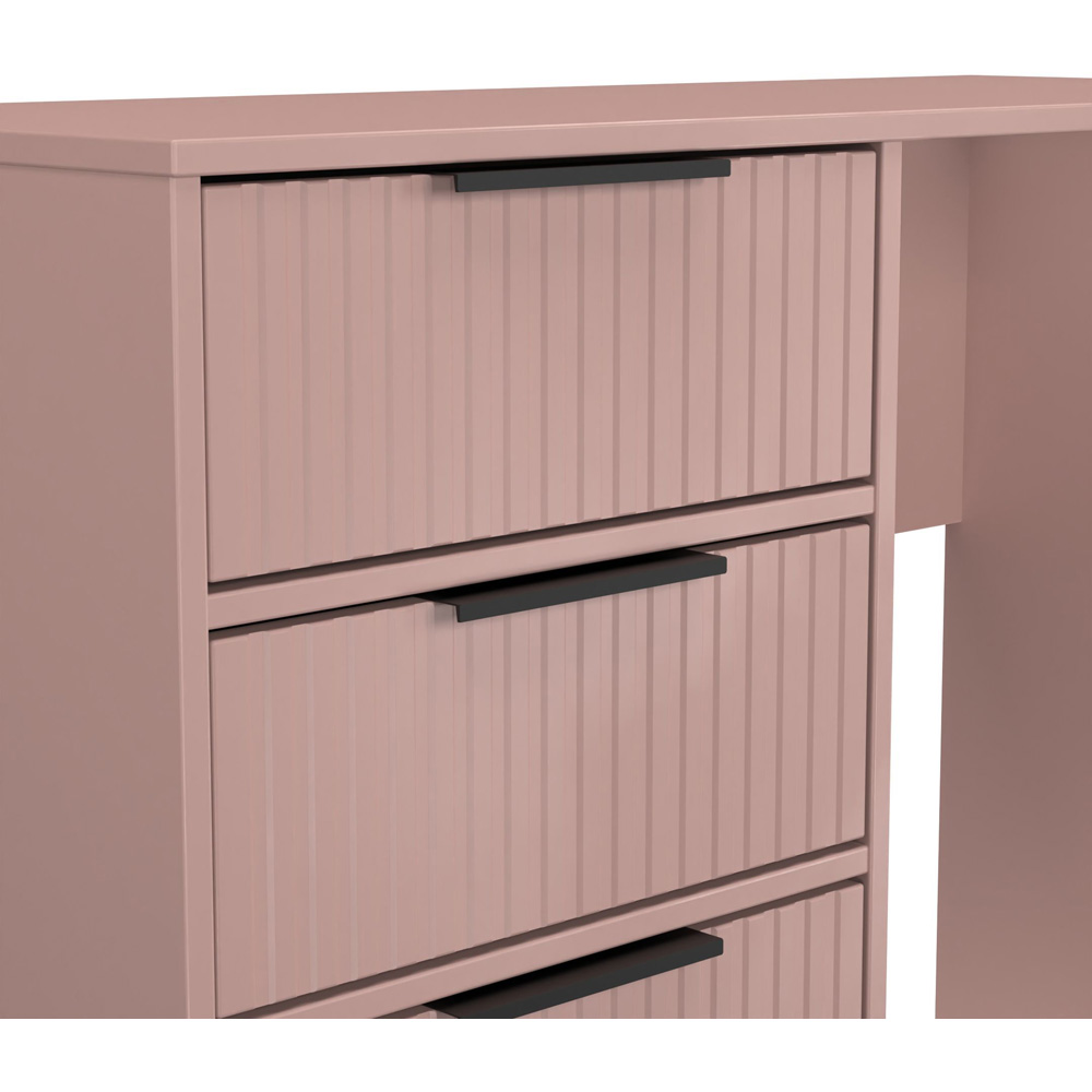 Crowndale Fluted 4 Drawer Kobe Pink Vanity Dressing Table Ready Assembled Image 5