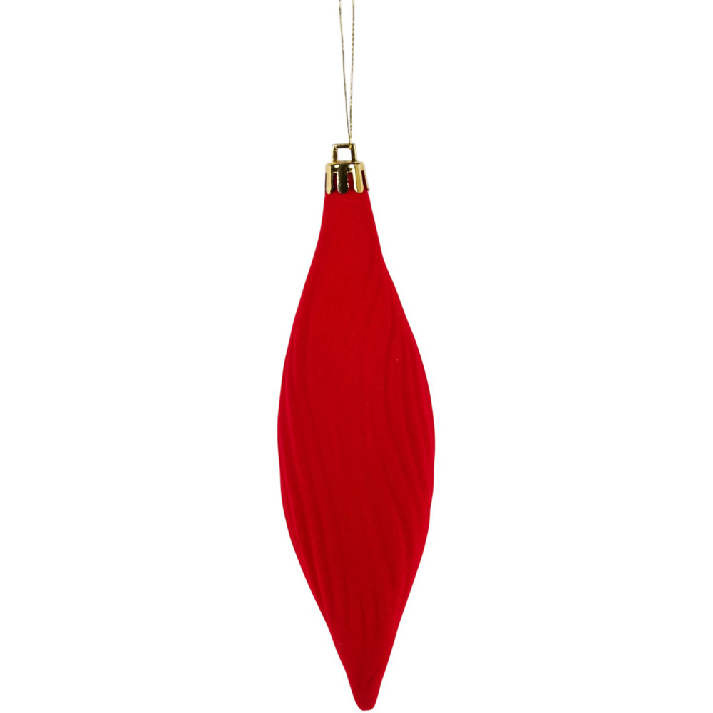 Pack of 6 Flocked Hanging Decorations Red Image 3