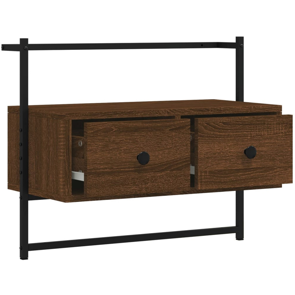 vidaXL 2 Drawer Brown Oak and Black Wall Mounted TV Cabinet Image 5