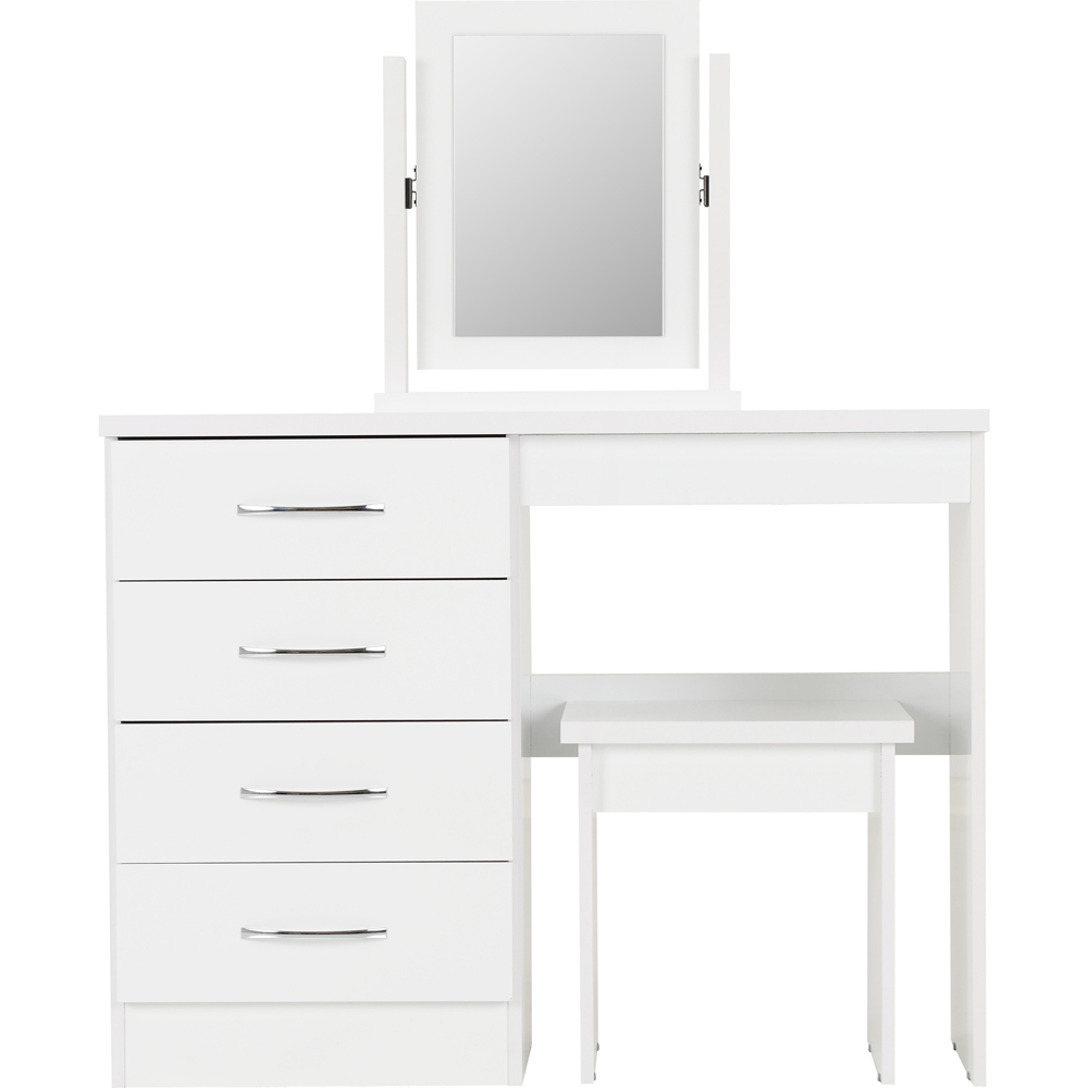 Seconique Nevada 4 Drawer Gloss White Dressing Table Set Image 2