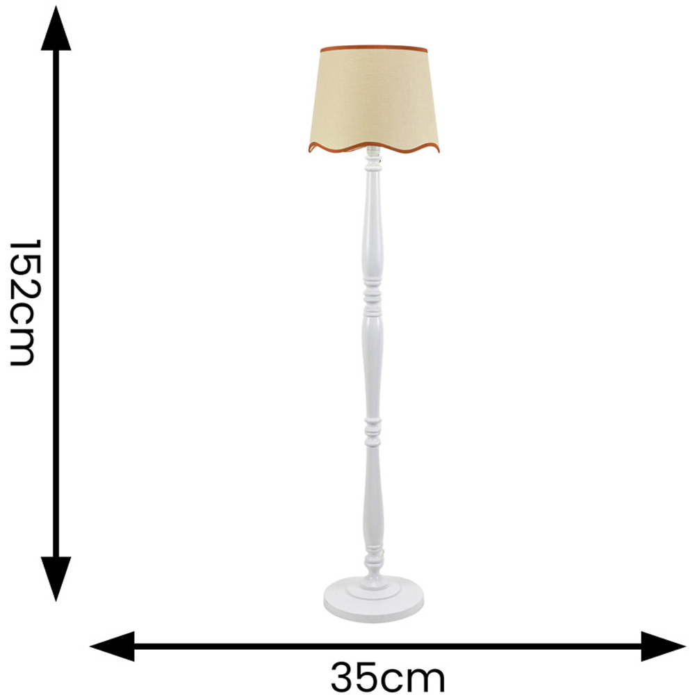 ValueLights Victoria Scallop Rust Edge Shade White Wood LED Floor Lamp Image 6