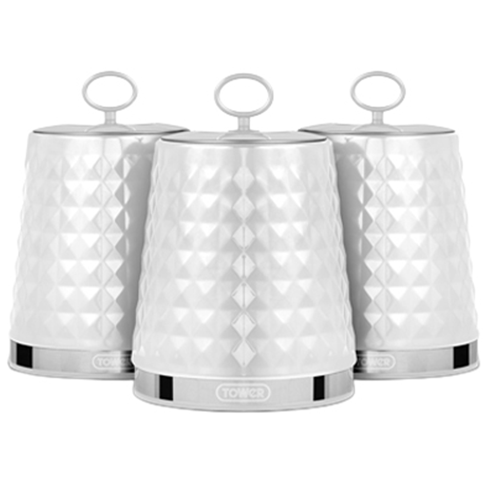 Tower Solitaire EEJB284 White Bread Bin with 3 Piece Canister Set Image 3