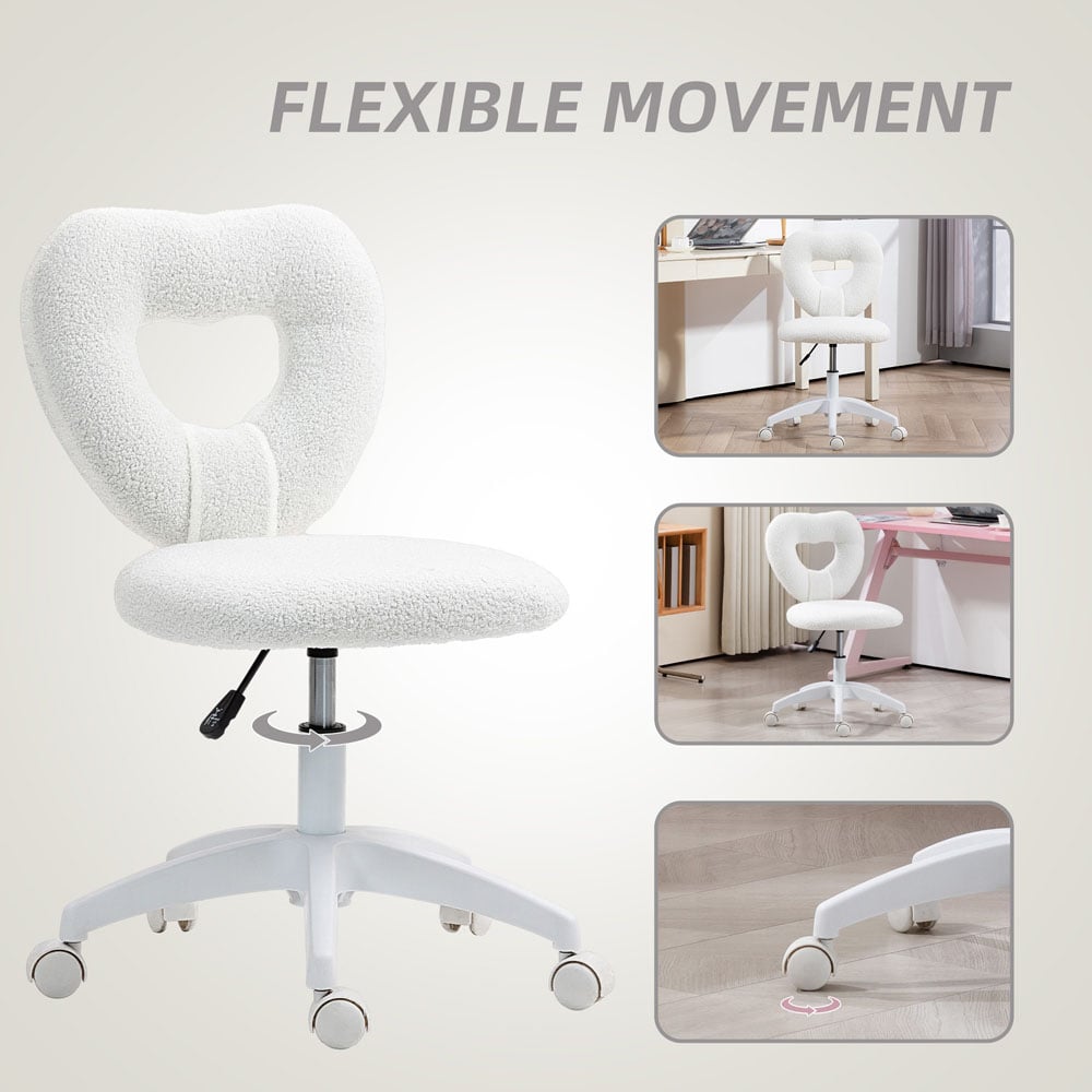 Portland White Armless Heart Office Chair Image 8