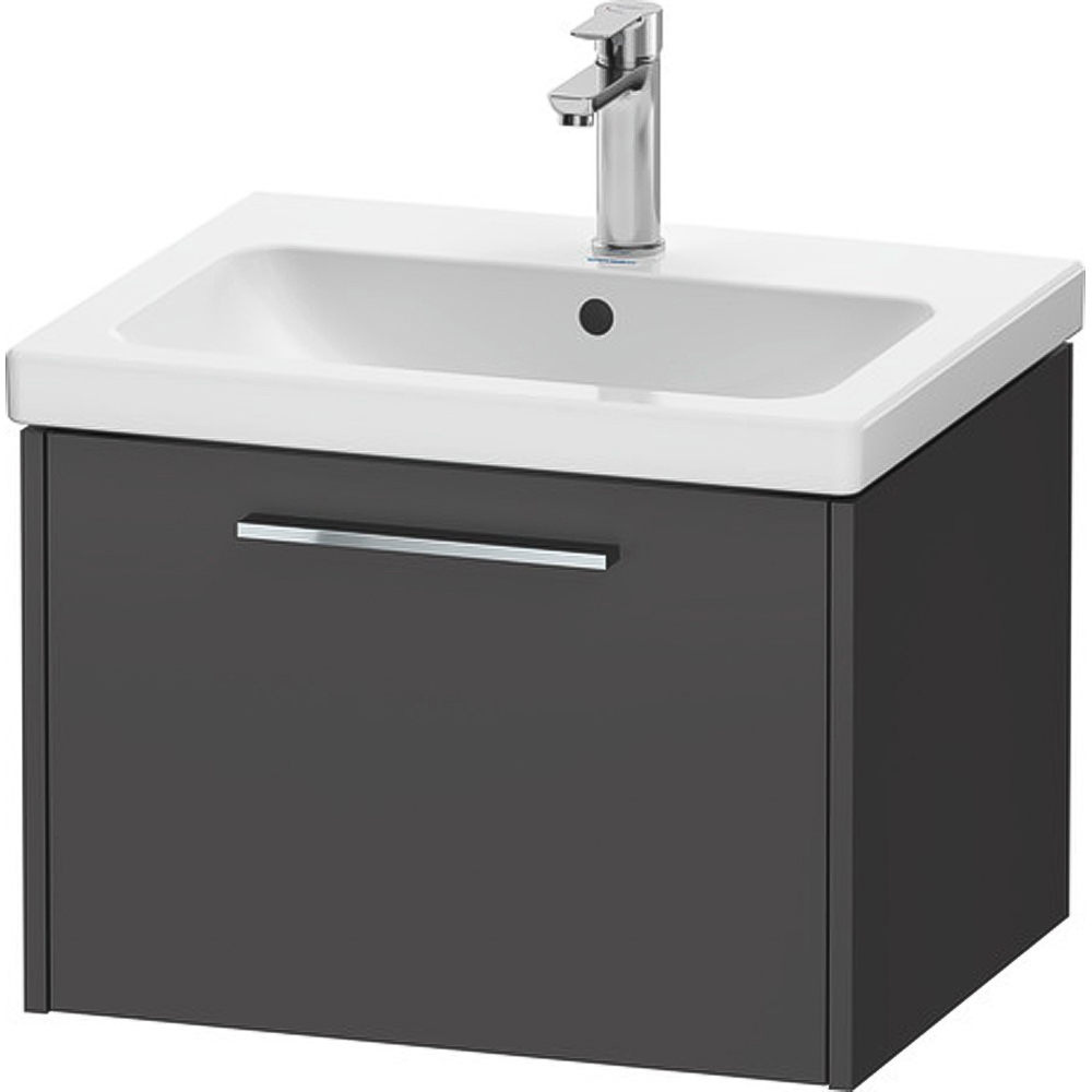 Duravit D-Code Single Drawer Matt Graphite Wall Hung Vanity Unit 584 x 460mm Image 1