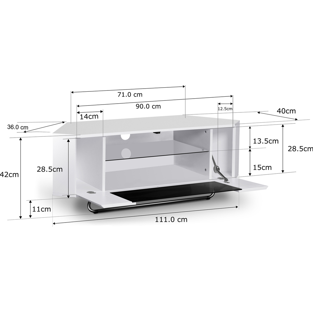 Centurion Supports Hampshire Single Door 4 Shelf Gloss White and Black TV Cabinet Image 8