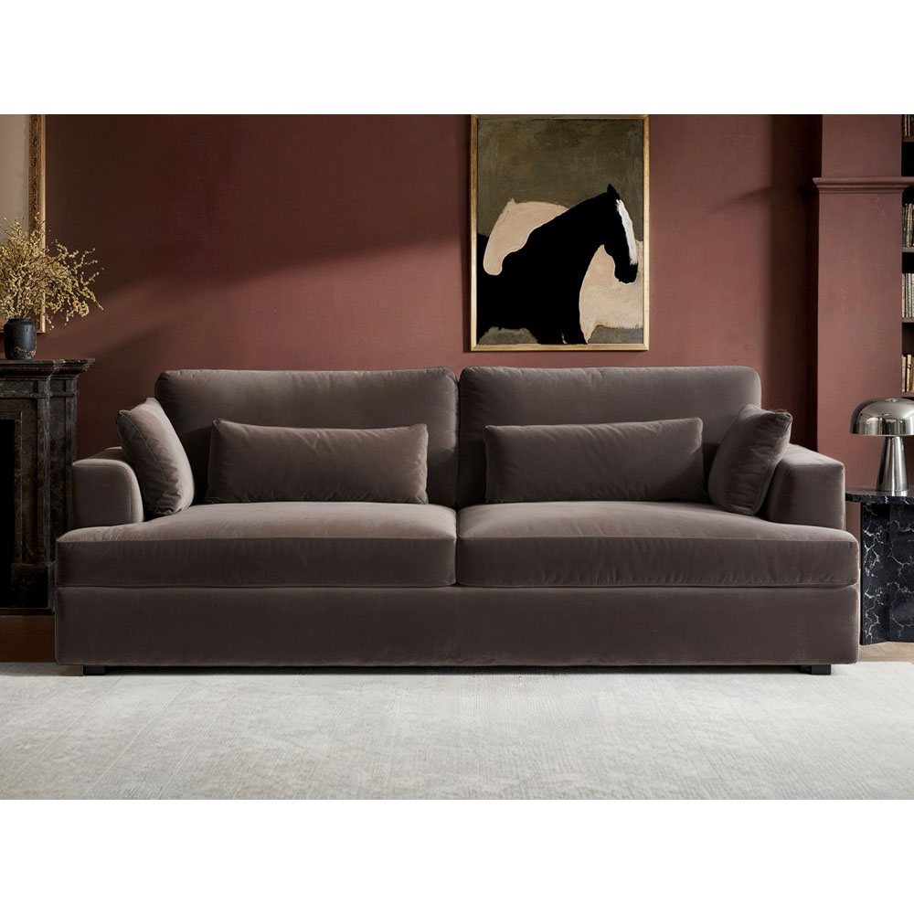 Solace+Co Drew 3 Seater Brown Velvet Sofa Image 4