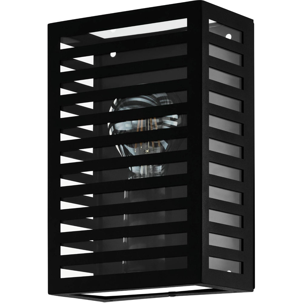 EGLO Alamonte3 Black Cuboid Caged Exterior Wall Light Image 1