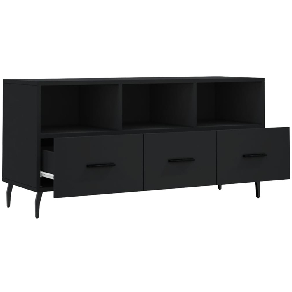 vidaXL 3 Drawer 3 Shelf Black TV Cabinet Image 6