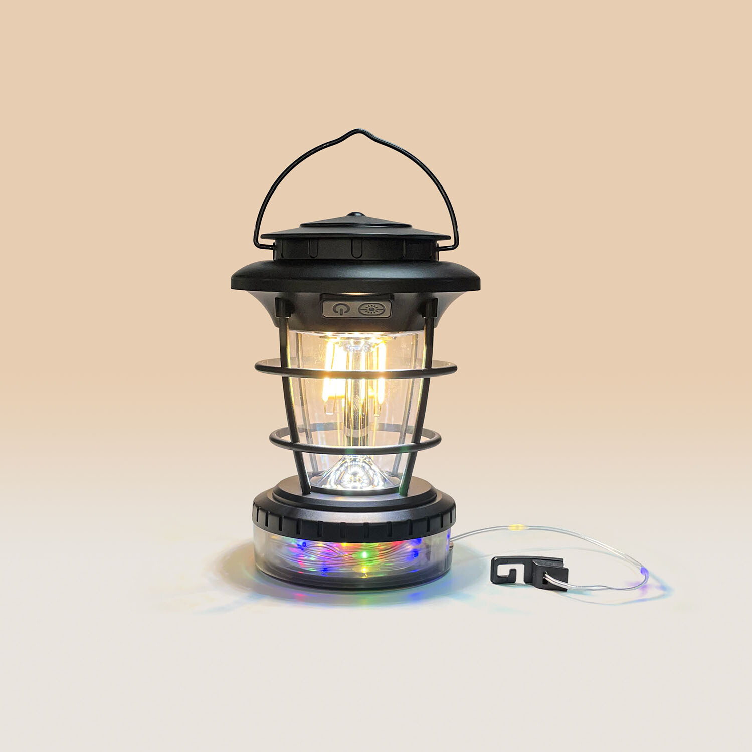 Lantern with Strip Light - Black Image 3