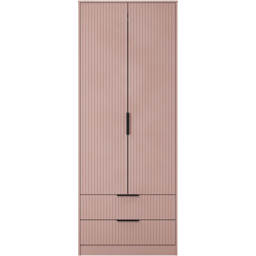 Crowndale Fluted 2 Door 2 Drawer Kobe Pink Tall Wardrobe Ready Assembled Image 2