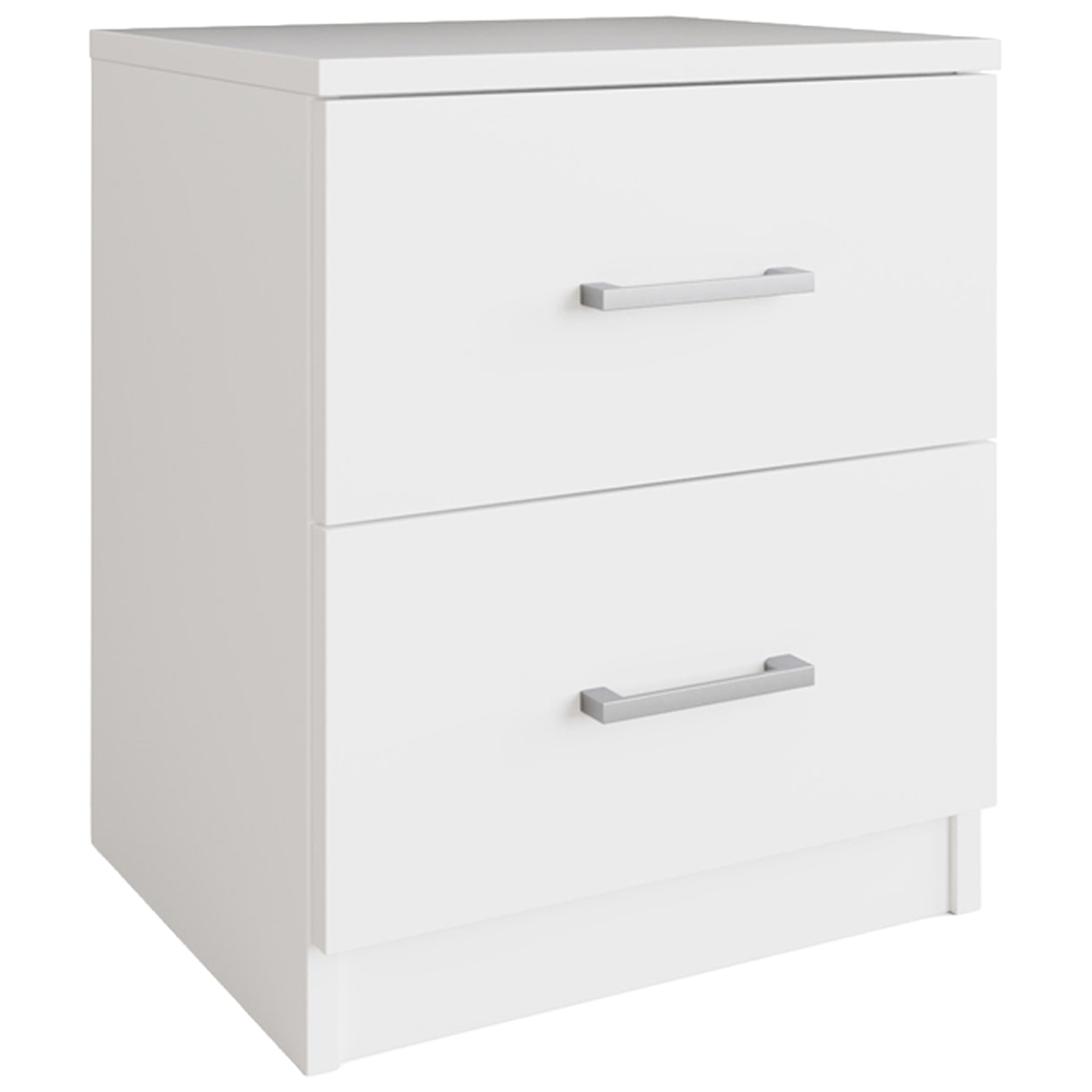 GFW Bailey 2 Drawer White Bedside Table Image 2