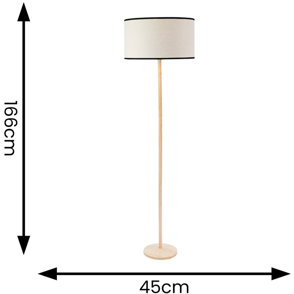 ValueLights Triston Black Edge Drum Shade Light Wood LED Floor Lamp Image 6