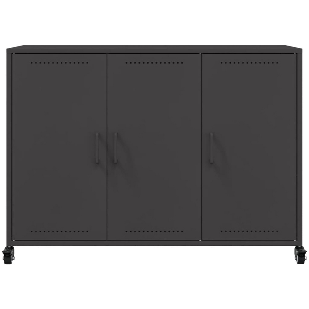 vidaXL 3 Door Black Metal Sideboard Image 3