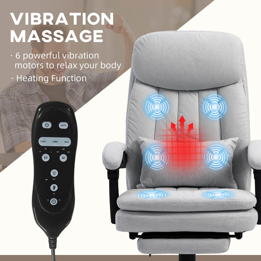 Portland Grey Microfibre Swivel Vibration Massage Office Chair Image 4