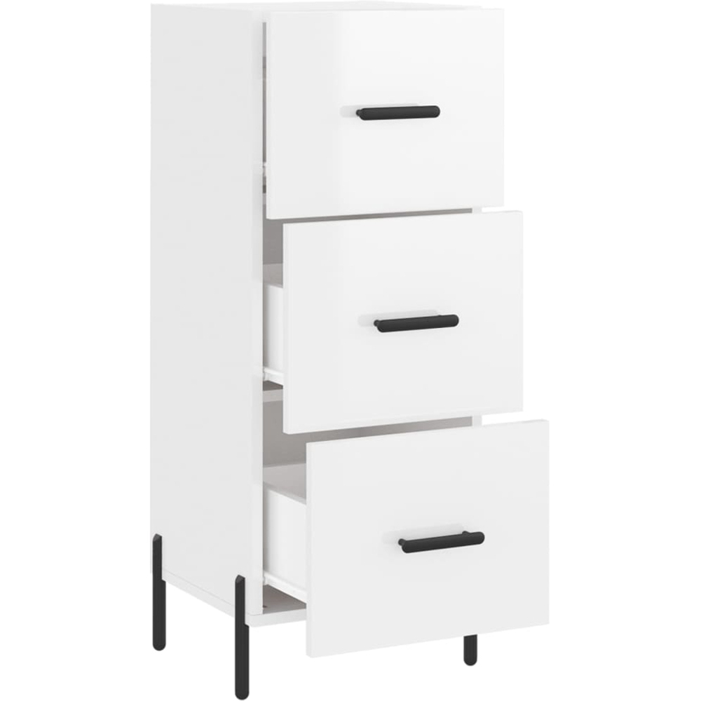 vidaXL 3 Drawer High Gloss White Sideboard Image 5