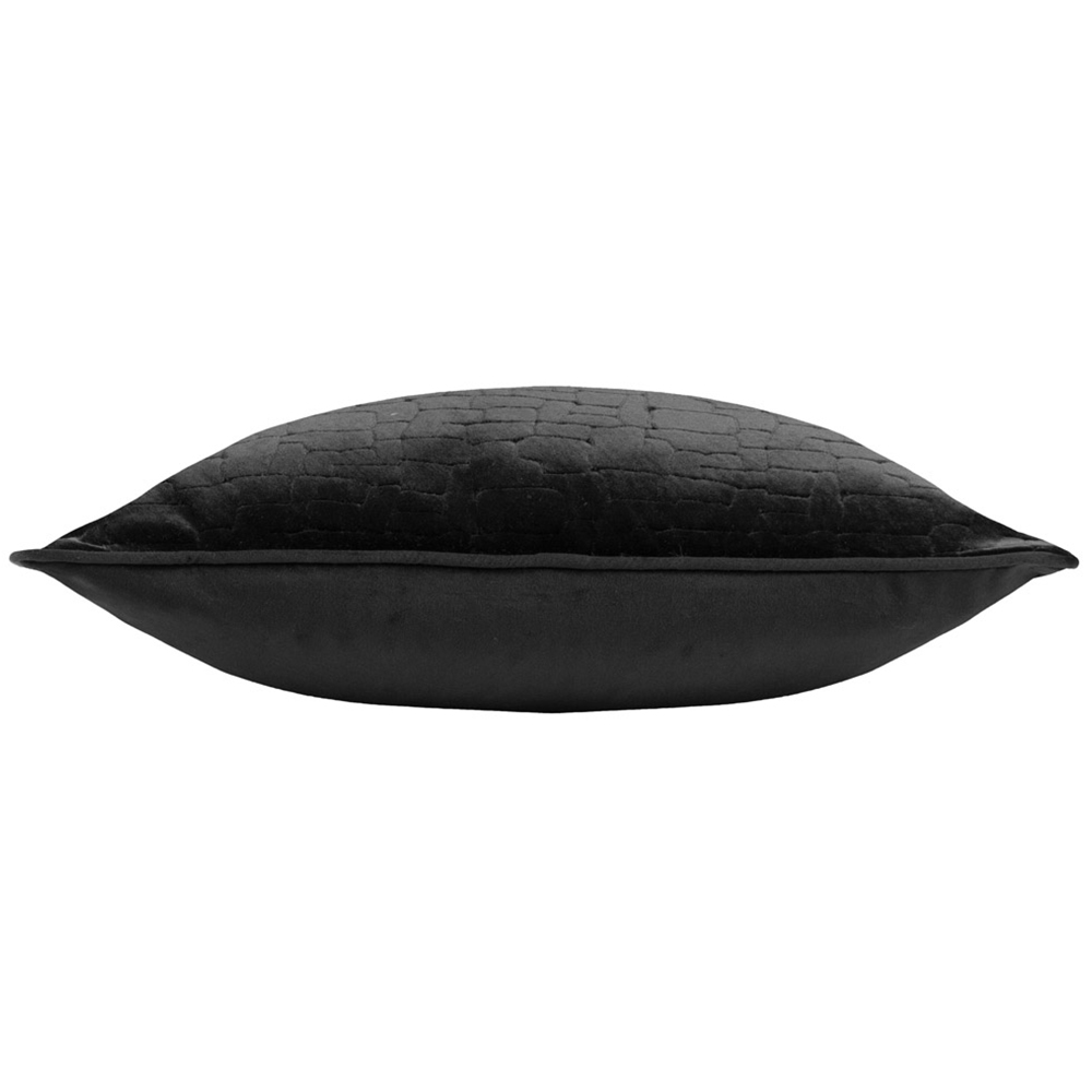 Paoletti Bloomsbury Black Geometric Cut Velvet Piped Cushion Image 4