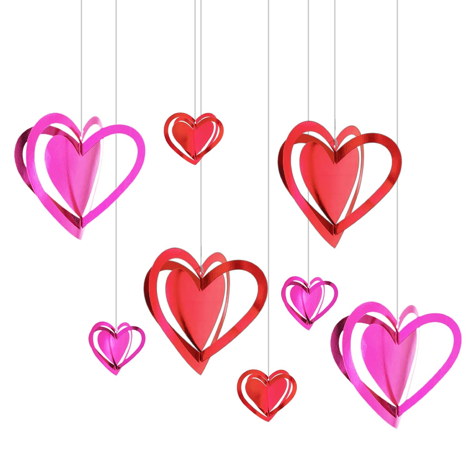 Pack of 8 Heart Hanging Decorations Image 2