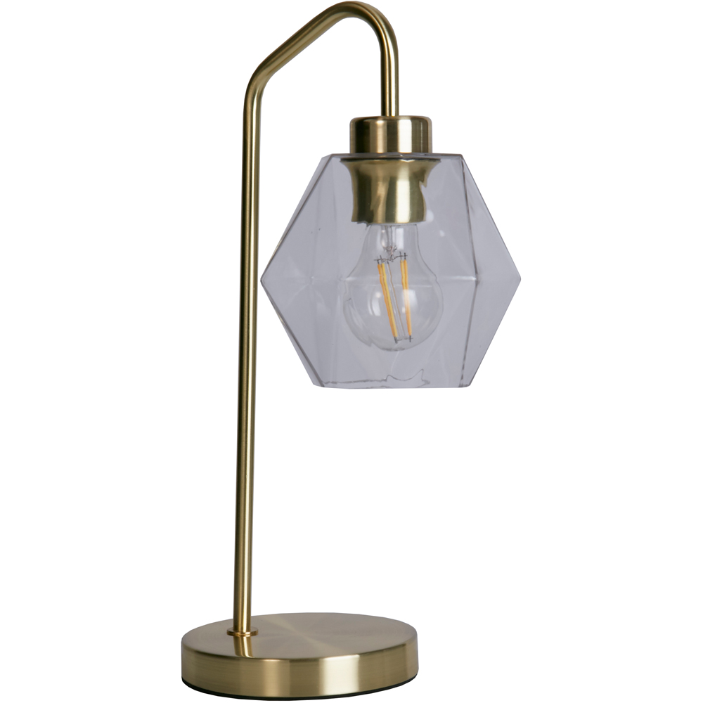 Lighting Collection Satin Brass and Clear Glass Lamp Image 1