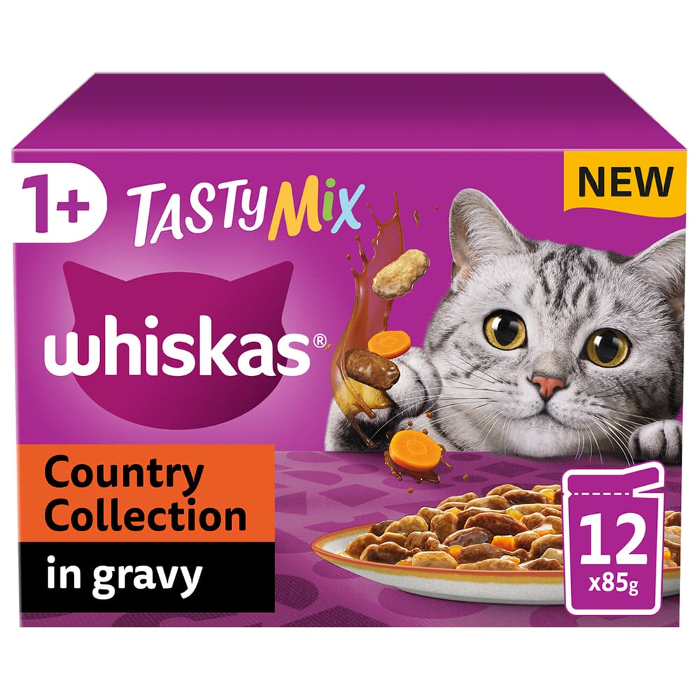 Whiskas Tasty Mix Veg in Gravy Adult Cat Wet Food Pouches 85g Case of 4 x 12 Pack Image 2