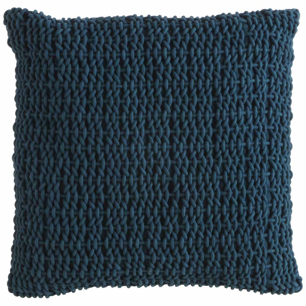 Wilko Chunky Knit Cushion Blue 46 x 46cm Image 1