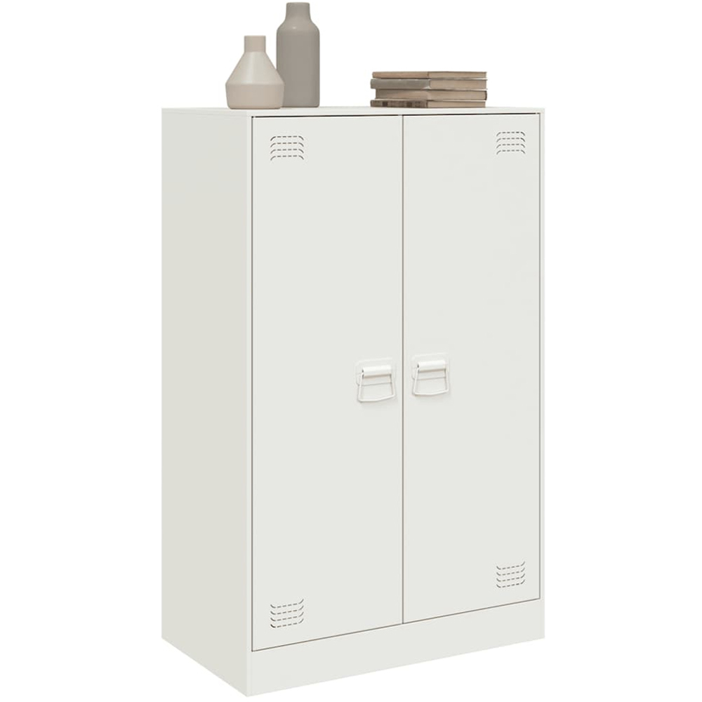vidaXL 2 Door White Steel Sideboard Image 4
