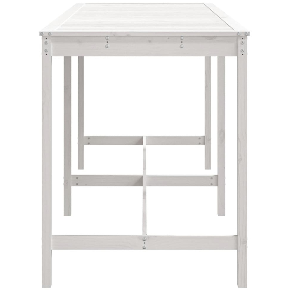 vidaXL 8 Seater Solid Pine Wood Slatted Garden Dining Table White Image 4