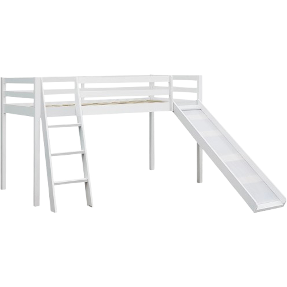 Brooklyn Single White Mid Sleeper Bed with Slide Image 2