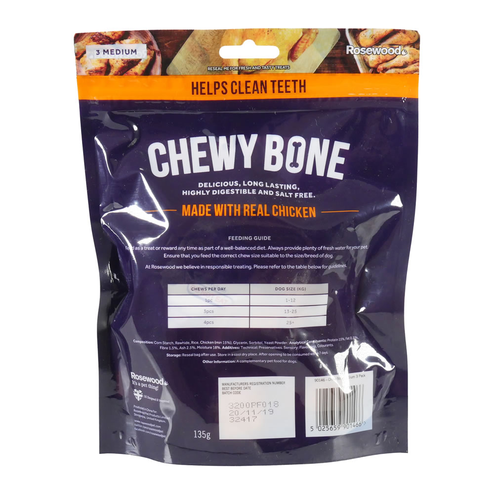 Rosewood 3 pack Chewy Chicken Bones Dog Treats Image 2
