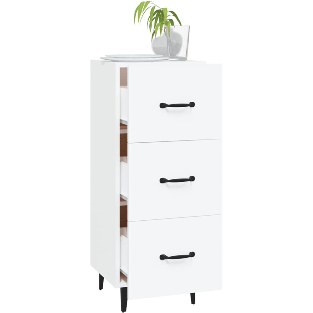 vidaXL 3 Drawer White Narrow Sideboard Image 4