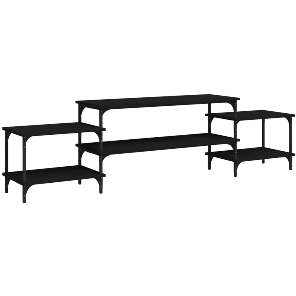 vidaXL 5 Shelf Black Wood and Steel TV Cabinet Image 2