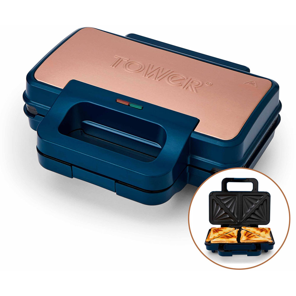 Tower T27036MNB Cavaletto Midnight Blue and Rose Gold Sandwich Maker 900W Image 2