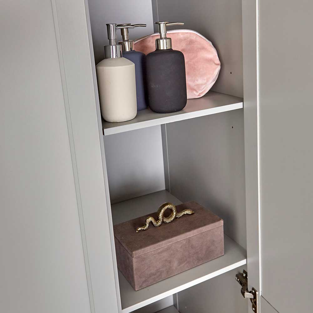 Home Source Avon 3 Door Light Grey with Oak Top Wardrobe Image 4