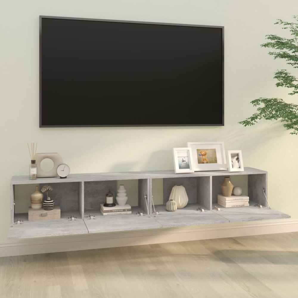 vidaXL 2 Door Wall Mounted Concrete Grey TV Cabinet Set of 2 Image 1