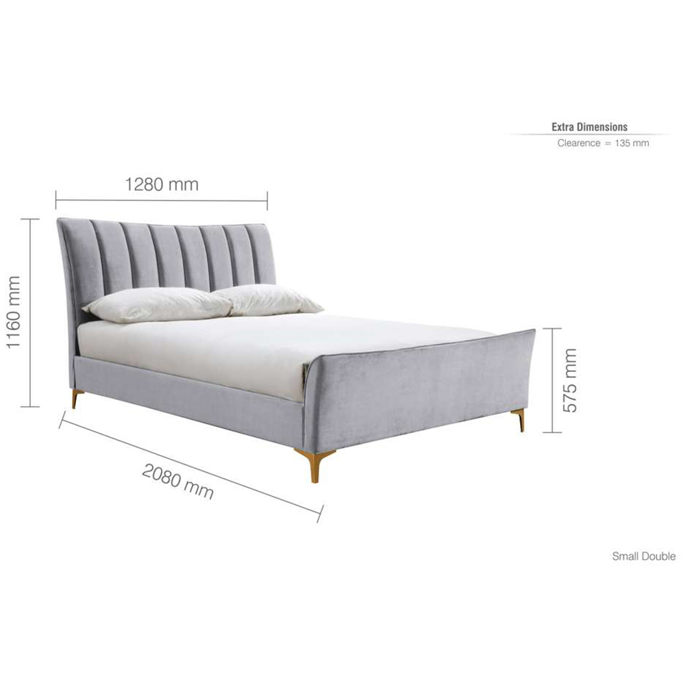 Clover Double Grey Velvet Bed Image 9