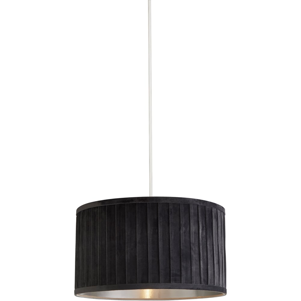 Lighting Collection Grey Metallic Silver Inner Pleated Velvet Shade Image 3