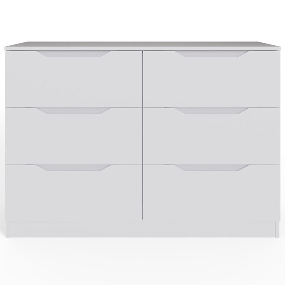 FWStyle Luno 6 Drawer White Modern Wide Chest of Drawers Image 4
