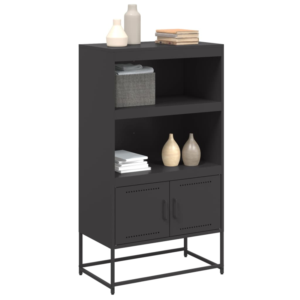 vidaXL 2 Door 2 Shelf Black Steel Highboard Image 4