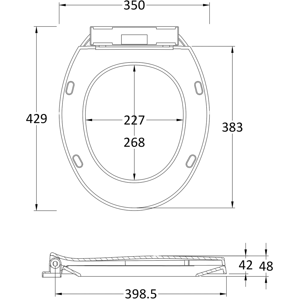 nuie White Soft Close Bottom Fix Toilet Seat Image 2