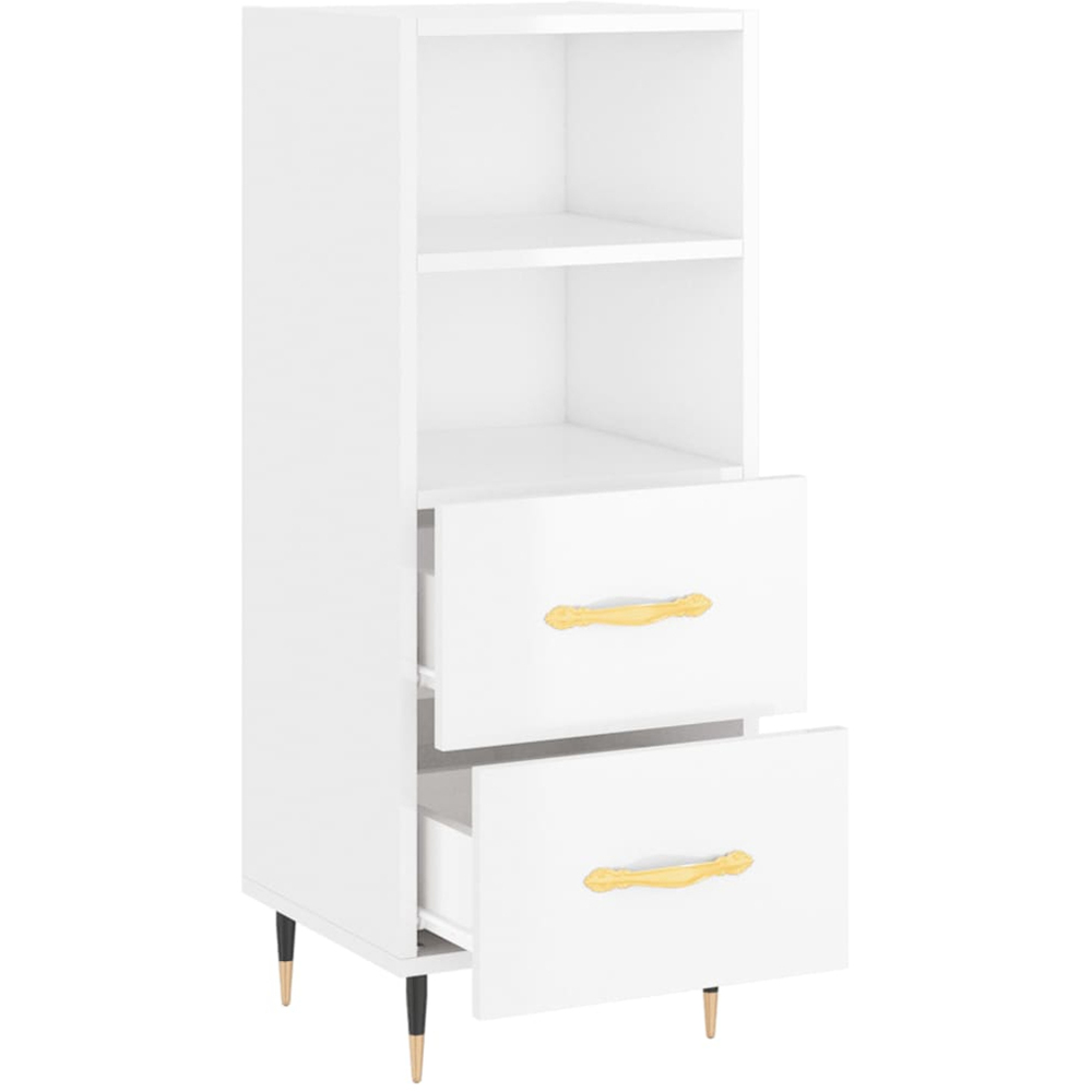 vidaXL 2 Drawer 2 Shelf High Gloss White Sideboard Image 5