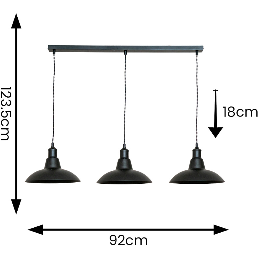 ValueLights Civic Matte Black 3 Drop Diner Bar Matte Black LED Ceiling Pendant Light Image 7