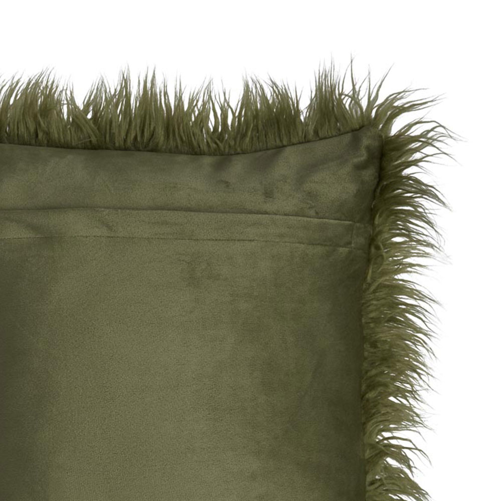 Wilko Olive Green Faux Mongolian Cushion 43x43cm Image 5