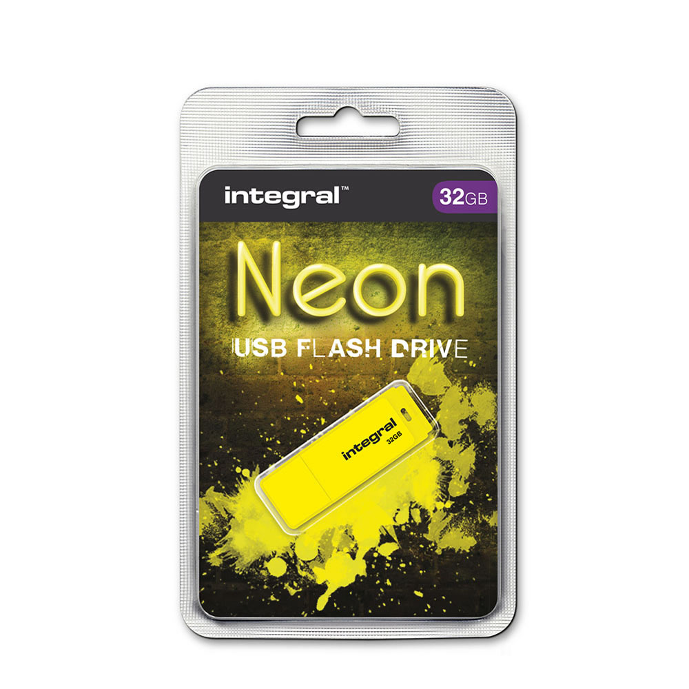 Integral 32GB Neon Yellow USB 2.0 Flash Drive Image 3